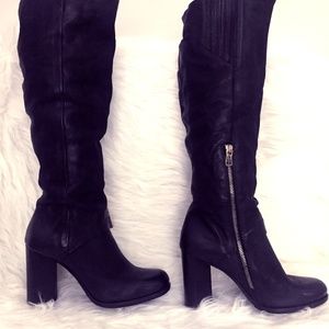 AS98 black Italian leather knee high boots size 38